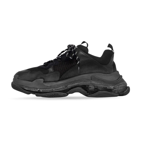 BALENCIAGA MEN'S TRIPLE S CLEAR SOLE SNEAKER IN BLACK - Picture 5 of 8